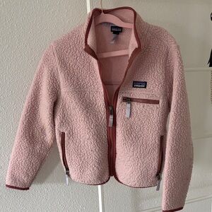 Patagonia Light Pink Sherpa Fleece Jacket with Rose Trim